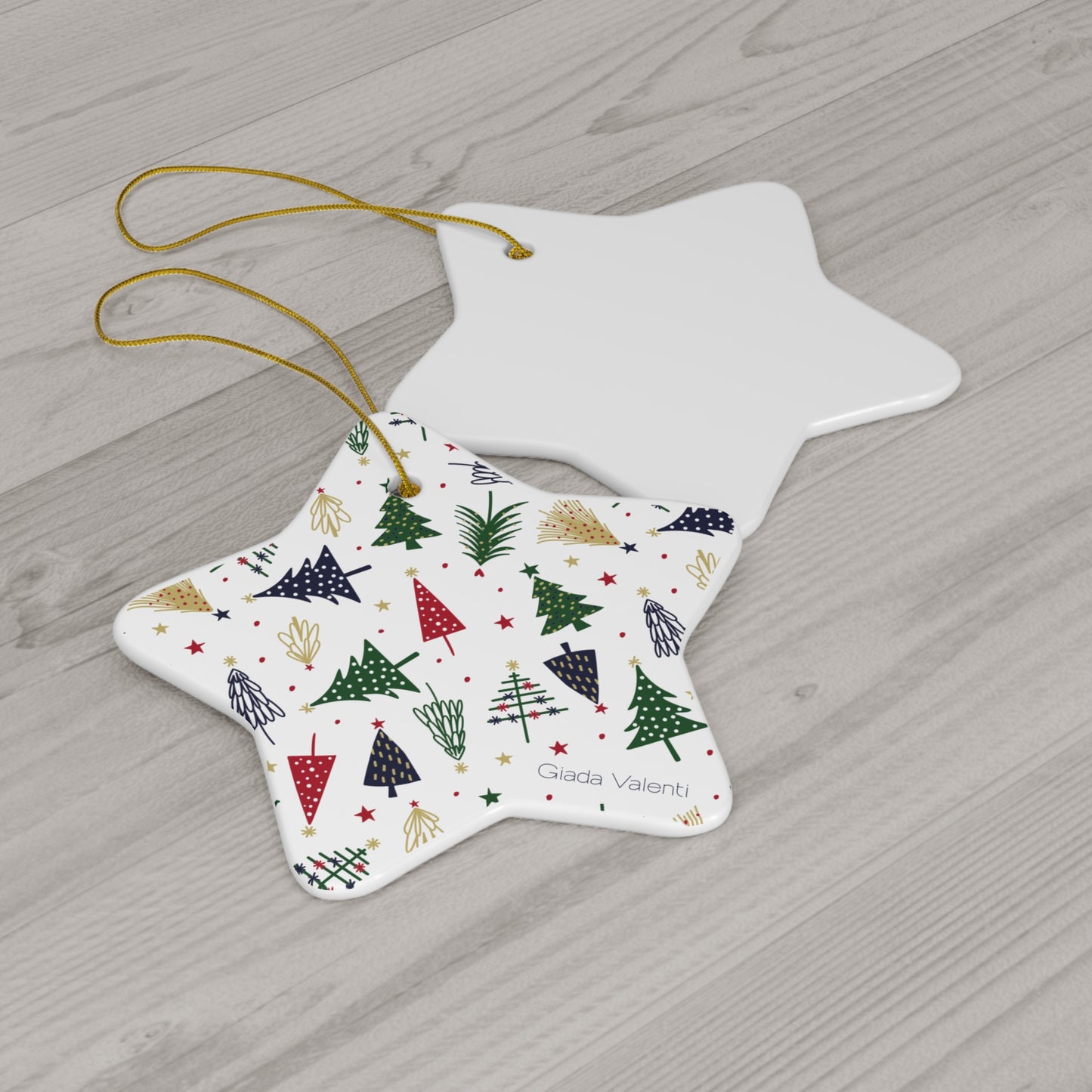 Christmas Trees Ceramic Ornament with Italian design print | Giada Valenti | Christmas Gift | Star shape