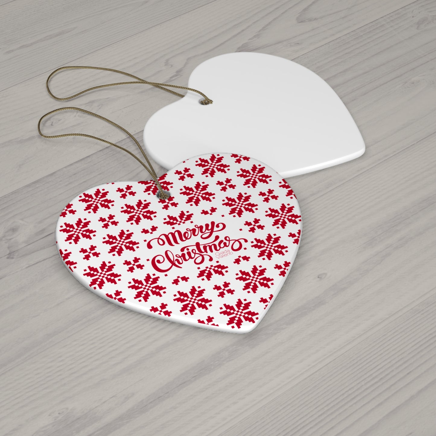 Ceramic Christmas Ornament with exclusive Italian design print | Jacquard Snowflake | Giada Valenti Collection