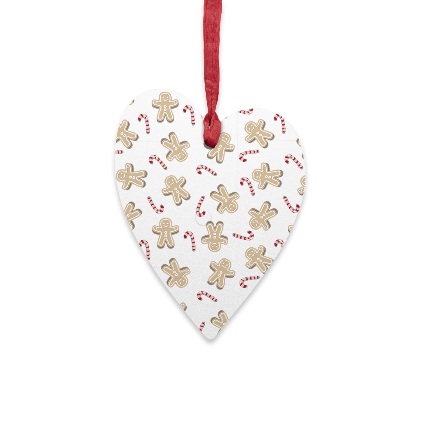 Giada Valenti | Heart Shape Wooden Ornament | Designed in Italy | Ginger Bread Candy Cane | Christmas Ornament | Christmas Gift