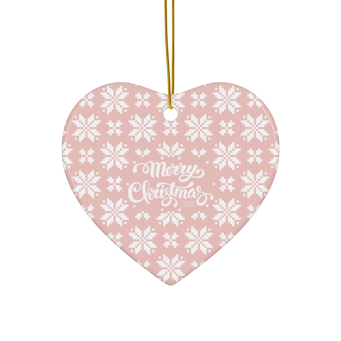 Merry Christmas Ceramic Ornament with Italian Design print | Pink | Giada Valenti | Christmas Ornament | Christmas Gift