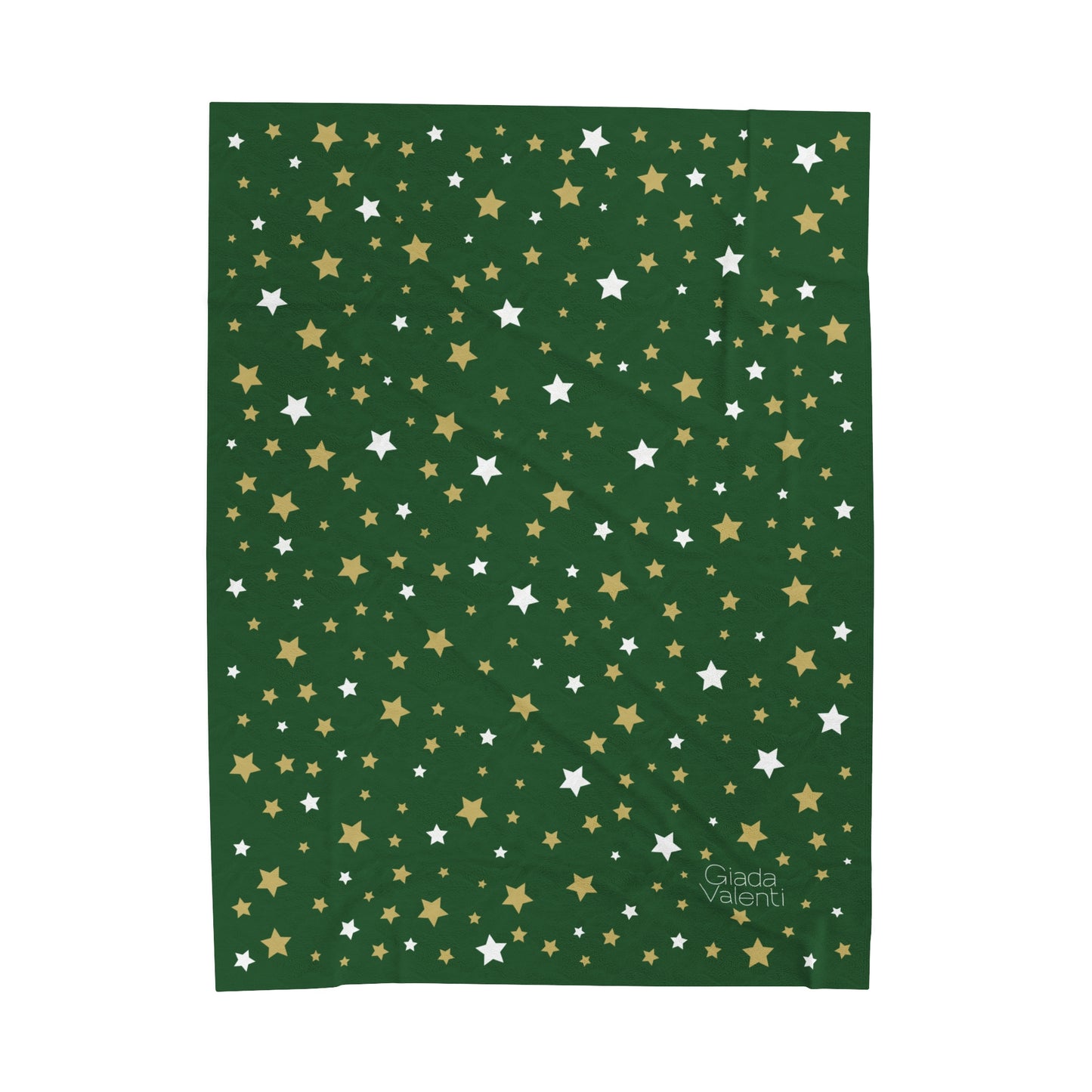 Gold White Star Christmas blanket with Italian design print | 60x80 | Green | Giada Valenti | Christmas Gift | Velveteen Plush