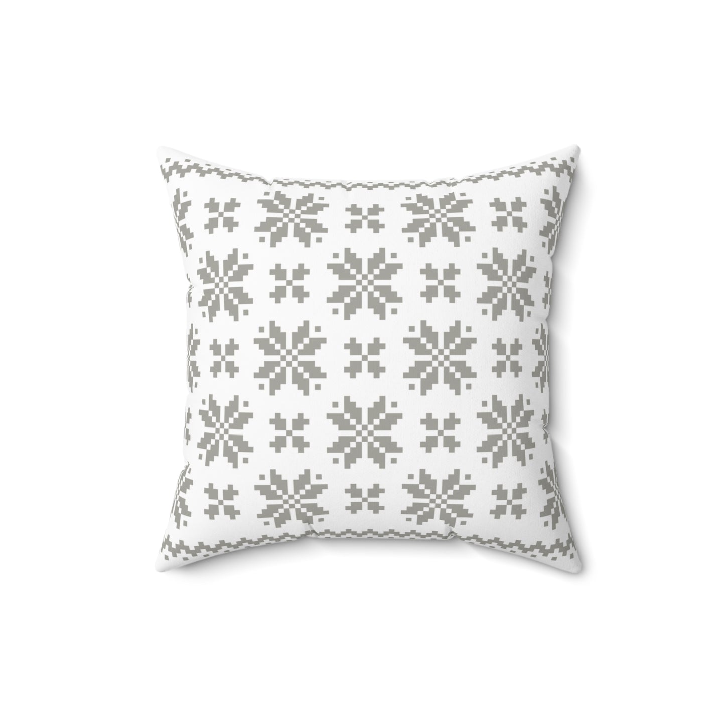 Merry Christmas Pillow with exclusive Italian Design print | Beige White Jacquard Snowflake | Giada Valenti Collection