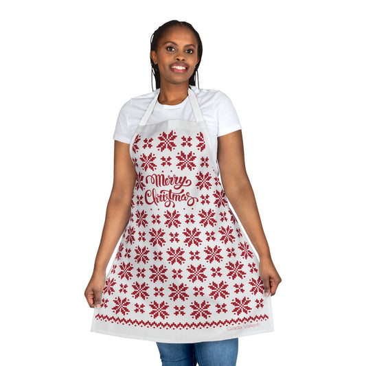 Jacquard Snowflake Apron with Italian Design print | White Red | Giada Valenti | Christmas Apron | Christmas Gift