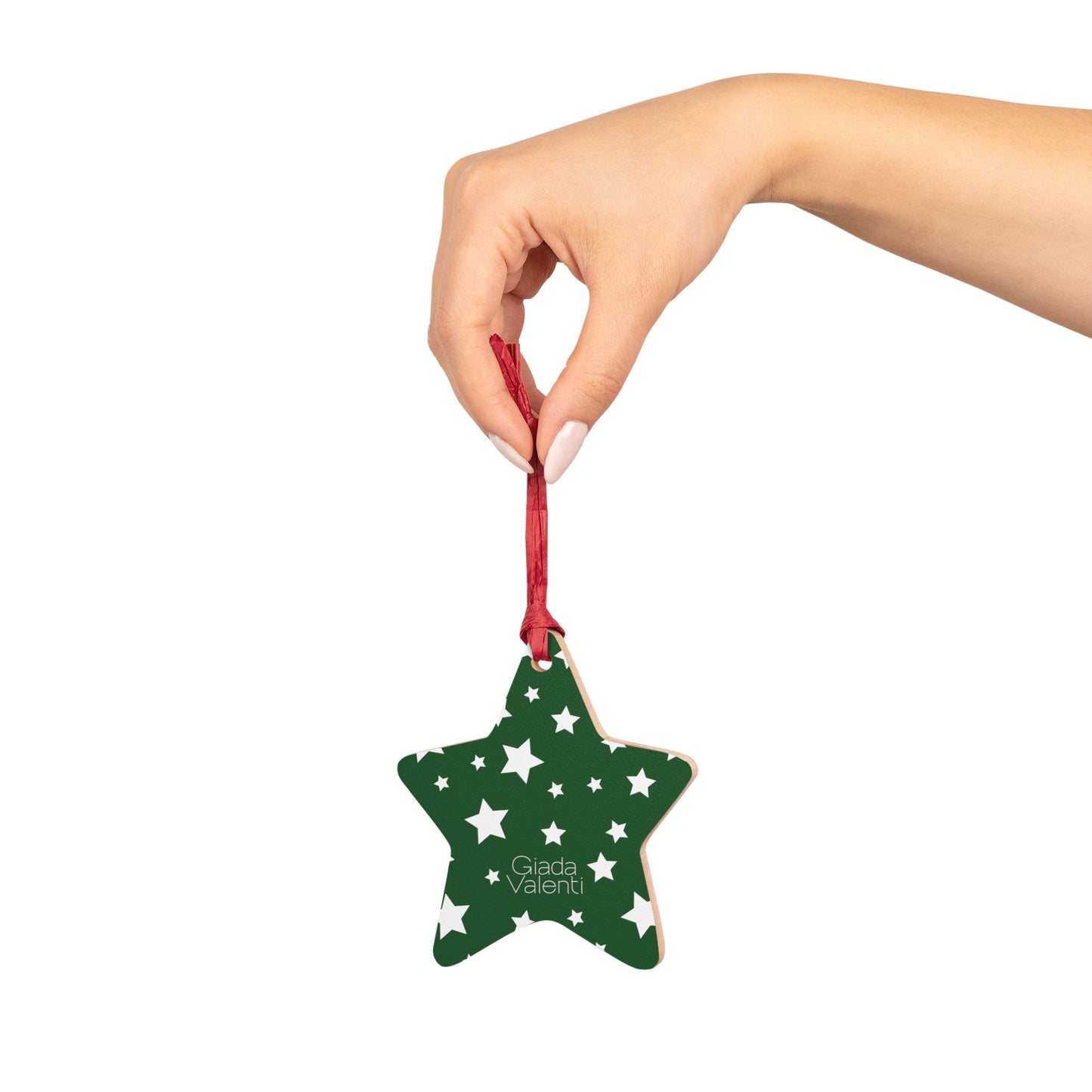 Giada Valenti | Star Shape Wooden Ornaments | Designed in Italy | Green White Star | Christmas Ornament | Christmas Gift | Italian Design