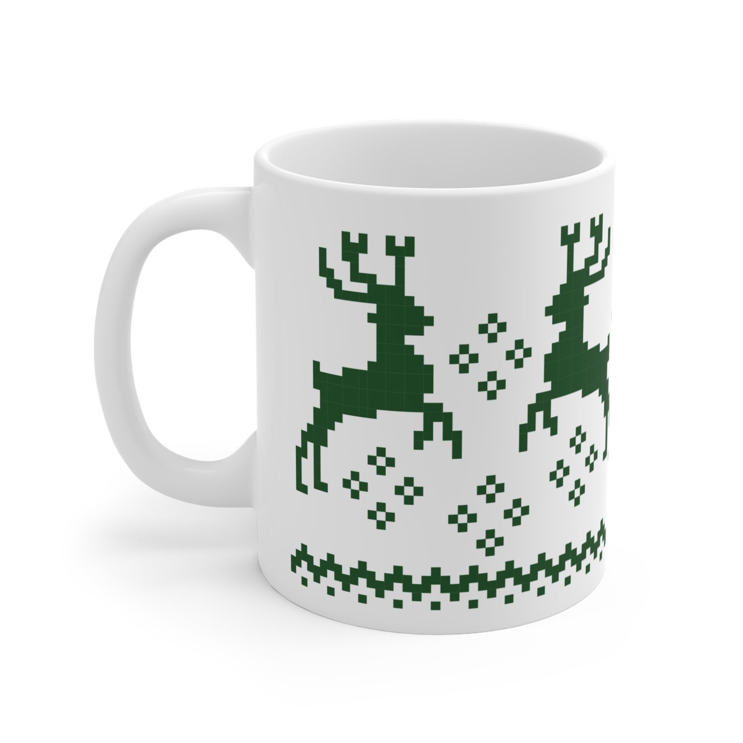 Jacquard Reindeer Christmas Mug with exclusive Italian design print (11oz) | Green | Giada Valenti Collection