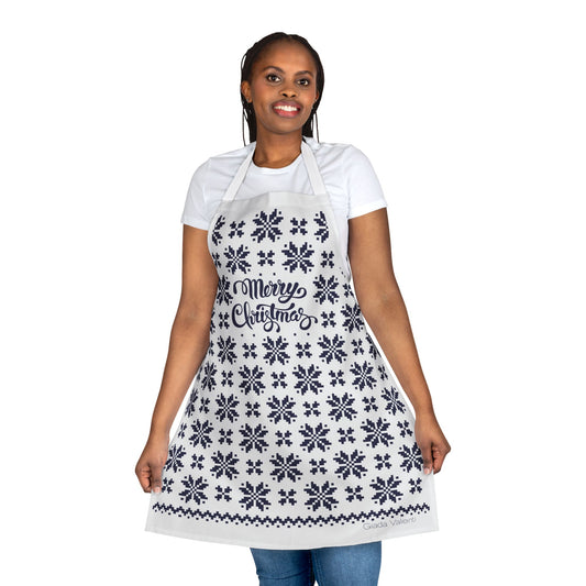 Jacquard Snowflake Apron with Italian Design print | White Blue | Giada Valenti | Christmas Apron | Christmas Gift