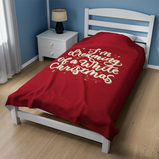 I'm Dreaming of a White Christmas Velveteen Plush Blanket with Italian design print | 60x80 | Red | Giada Valenti | Christmas Gift