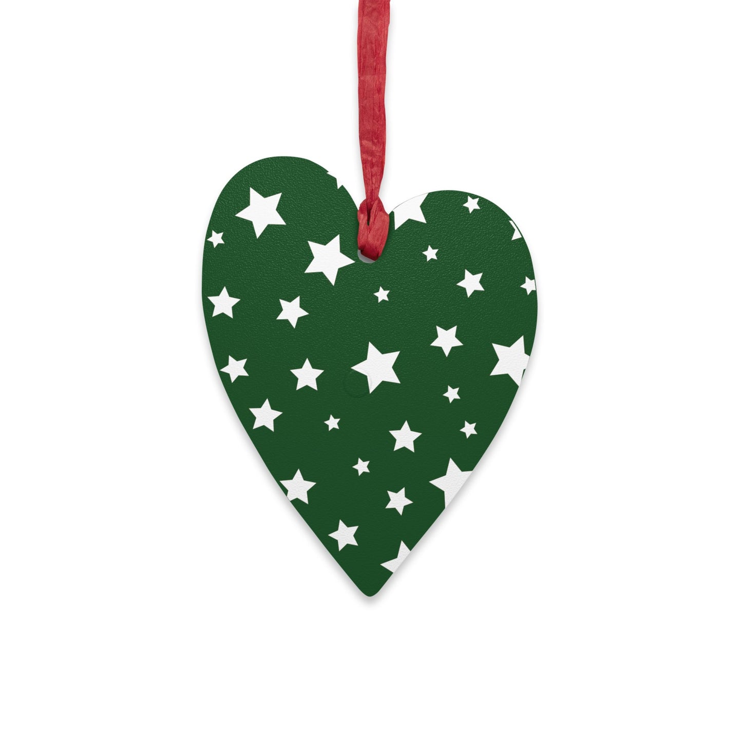 Giada Valenti | Heart Shape Wooden Ornament | Designed in Italy | Green White Stars | Christmas Ornament | Christmas Gift