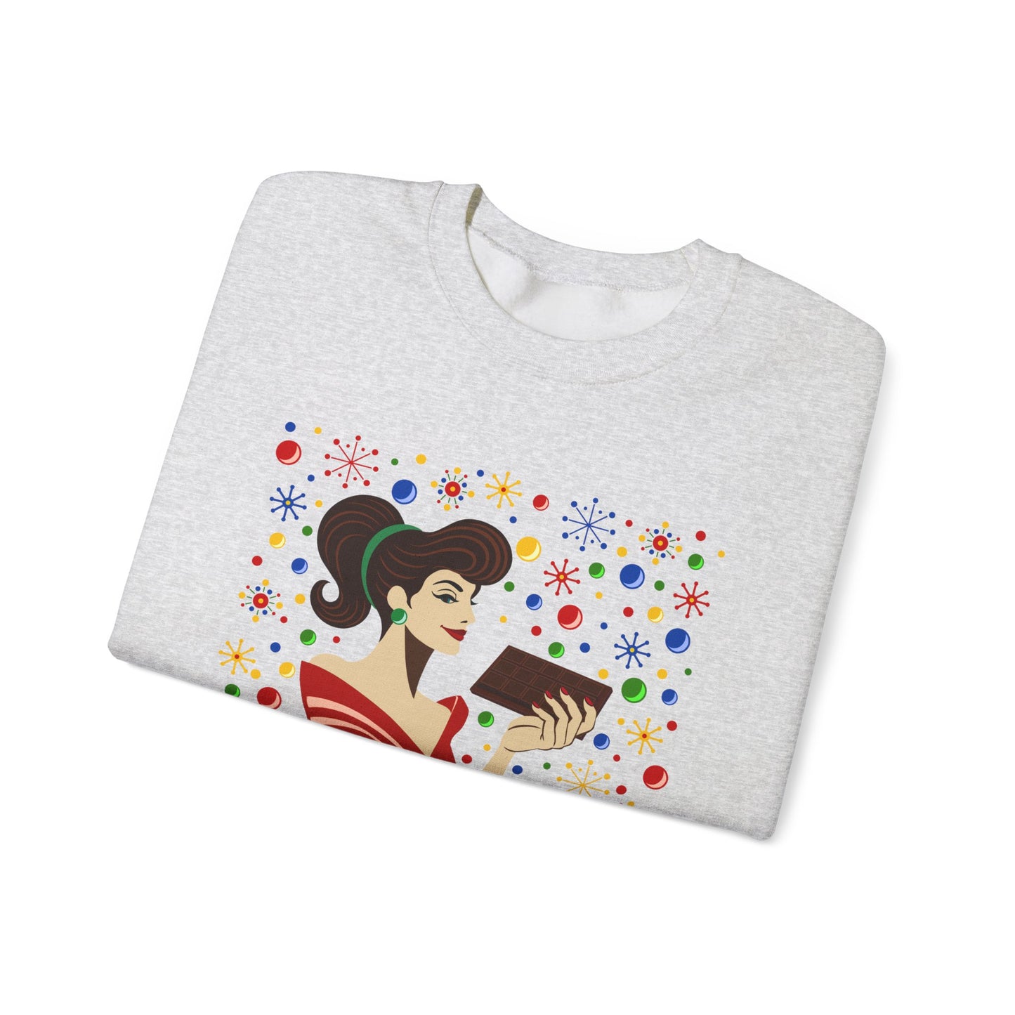 Cioccolato A Natale Unisex Heavy Blend™ Crewneck Sweatshirt - Giada Valenti Collection - Print designed in Italy by Elisa Savoia