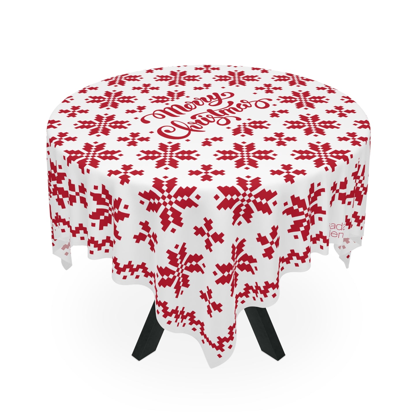 Jacquard Snowflake Christmas Tablecloth with Italian Design print | White Red | Giada Valenti | Christmas Decoration | Christmas Gift