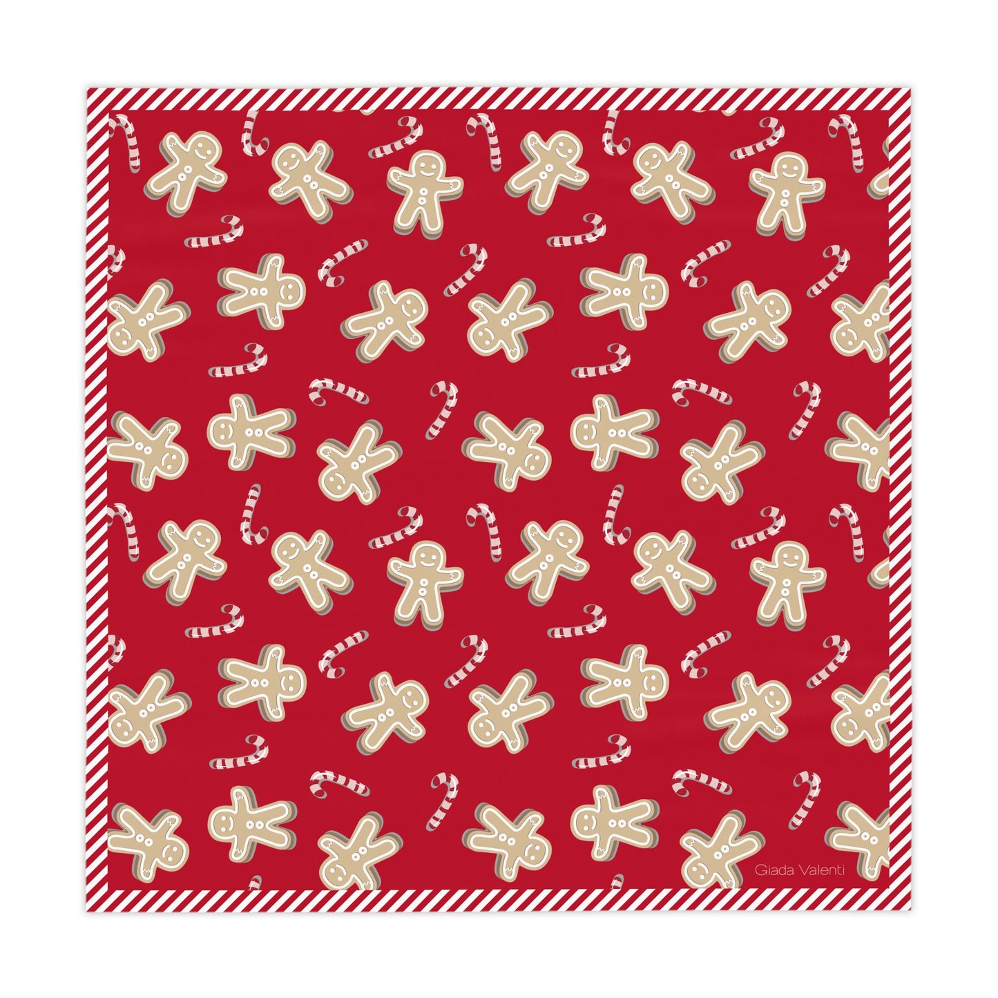 Gingerbread Candy Cane Tablecloth with Italian Design print | Red | Giada Valenti | Christmas Decoration | Christmas Gift