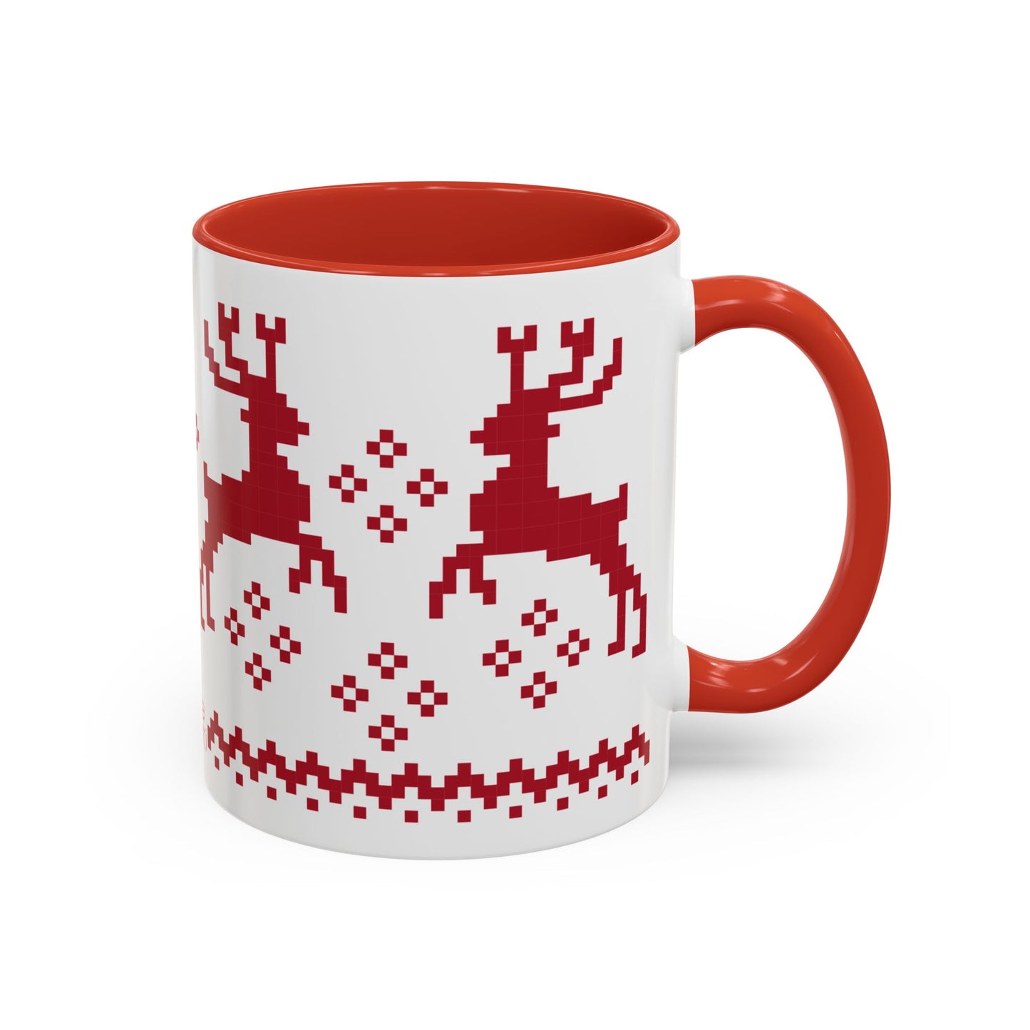 Jacquard Reindeer Christmas Mug with exclusive Italian design print (11oz) | Red | Giada Valenti Collection