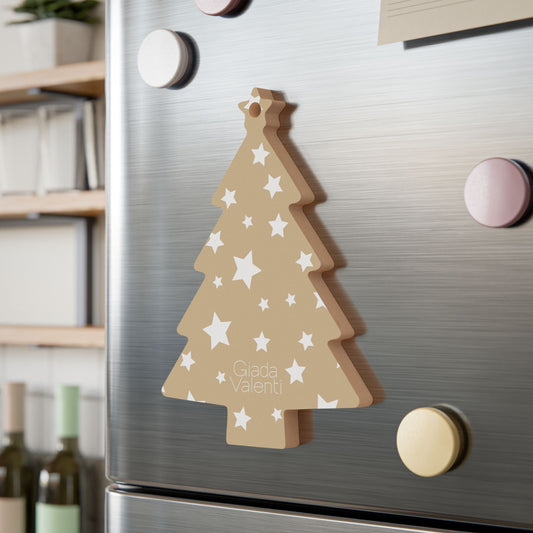 Giada Valenti | Tree Shape Wooden Ornaments | Designed in Italy | Beige White Star | Christmas Ornament | Christmas Gift | Italian Design