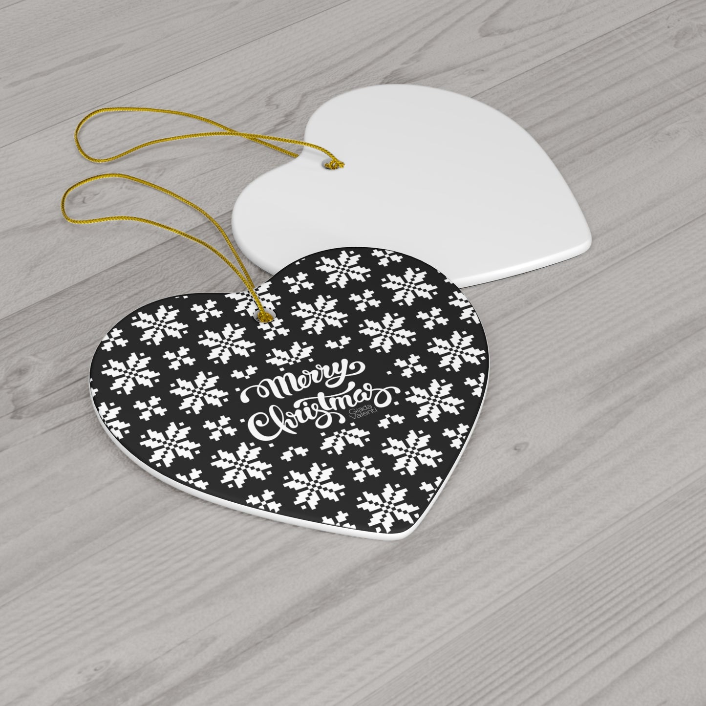 Merry Christmas Ceramic Ornament with Italian Design print | Black | Giada Valenti Collection