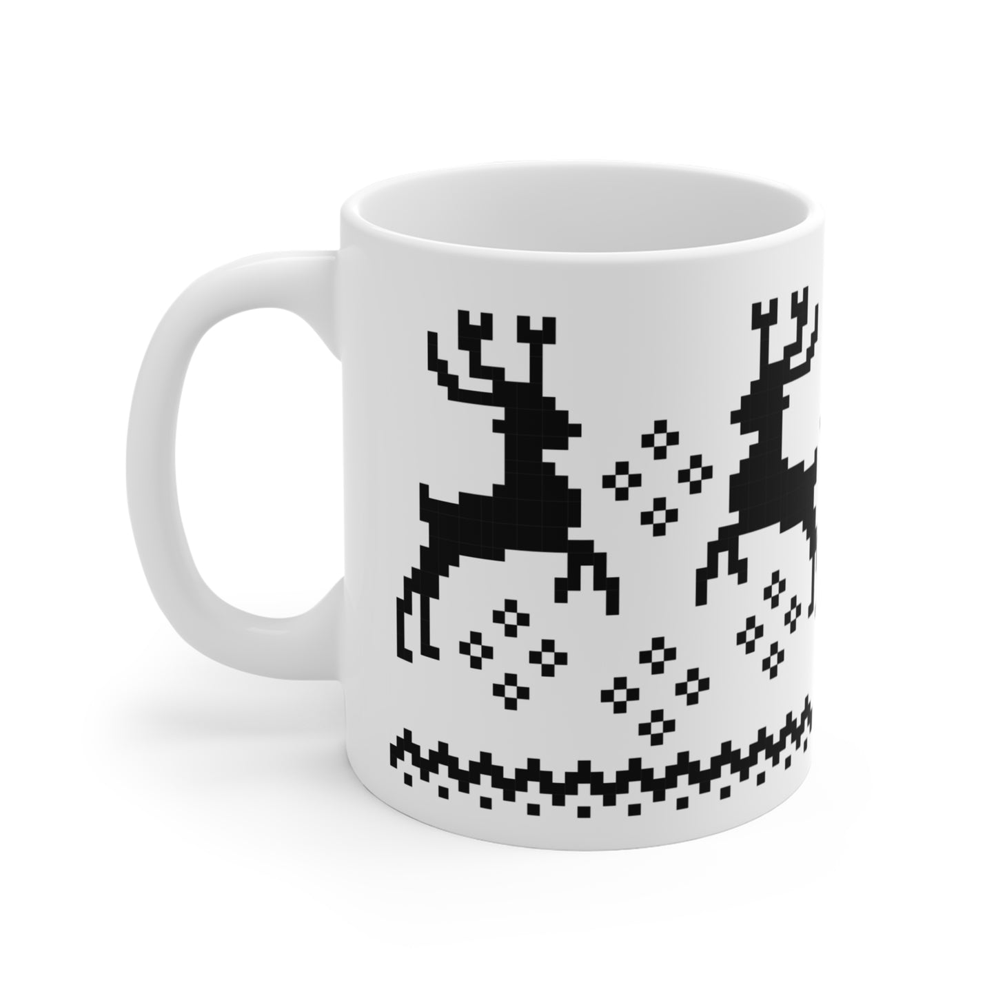 Jacquard Reindeer Christmas Mug with exclusive Italian design print (11oz) | Black | Giada Valenti Collection