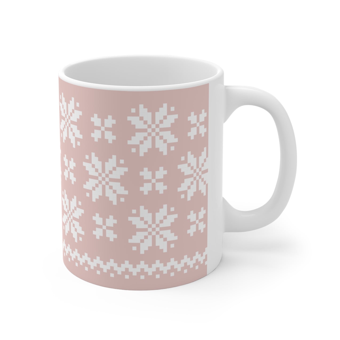 Jacquard Snowflake Mug with exclusive Italian design print (11oz) | Pink | Giada Valenti Collection