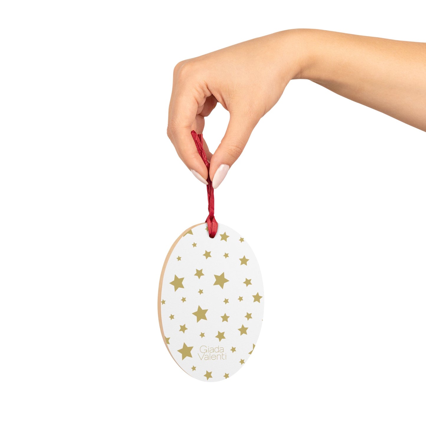 Oval Shape Wooden Ornaments | Designed in Italy | White Gold Stars | Giada Valenti | Christmas Ornament | Christmas Gift | Italian Design