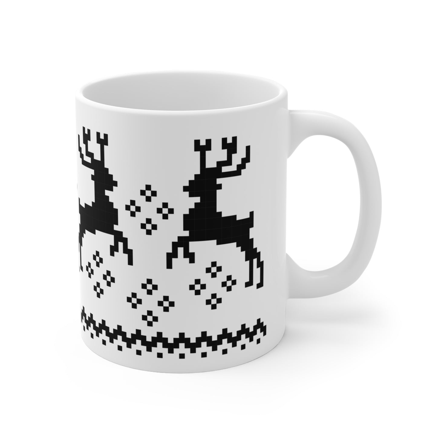 Jacquard Reindeer Christmas Mug with exclusive Italian design print (11oz) | Black | Giada Valenti Collection