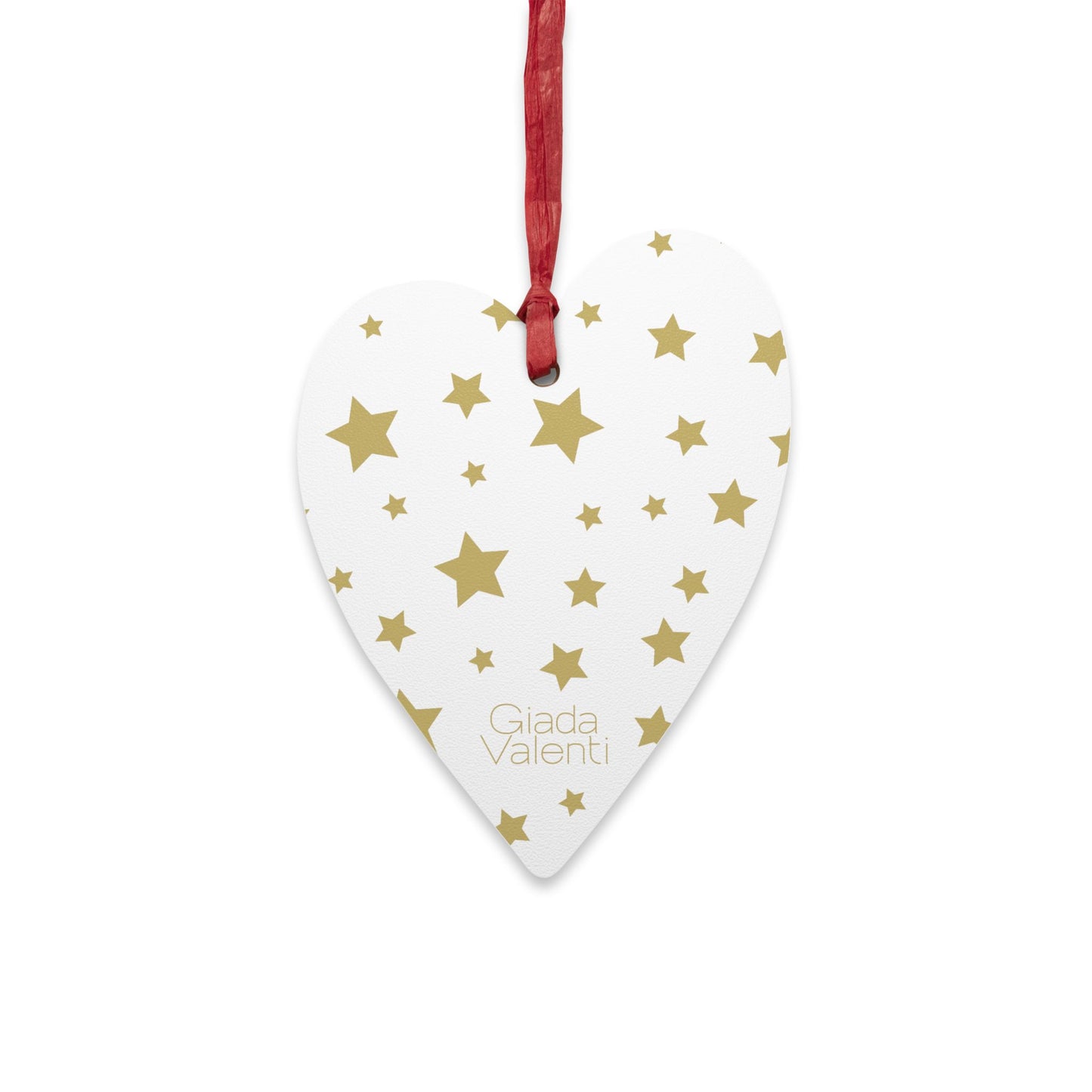 Giada Valenti | Heart Shape Wooden Ornament | Designed in Italy | White Gold Stars | Christmas Ornament | Christmas Gift