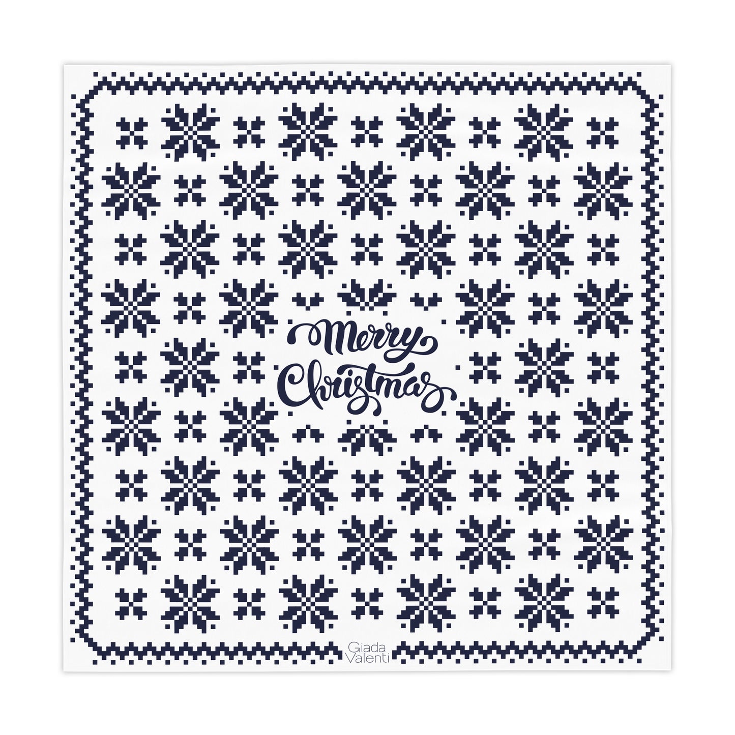 Jacquard Snowflake Christmas Tablecloth with Italian Design print | White Blue | Giada Valenti | Christmas Decoration | Christmas Gift