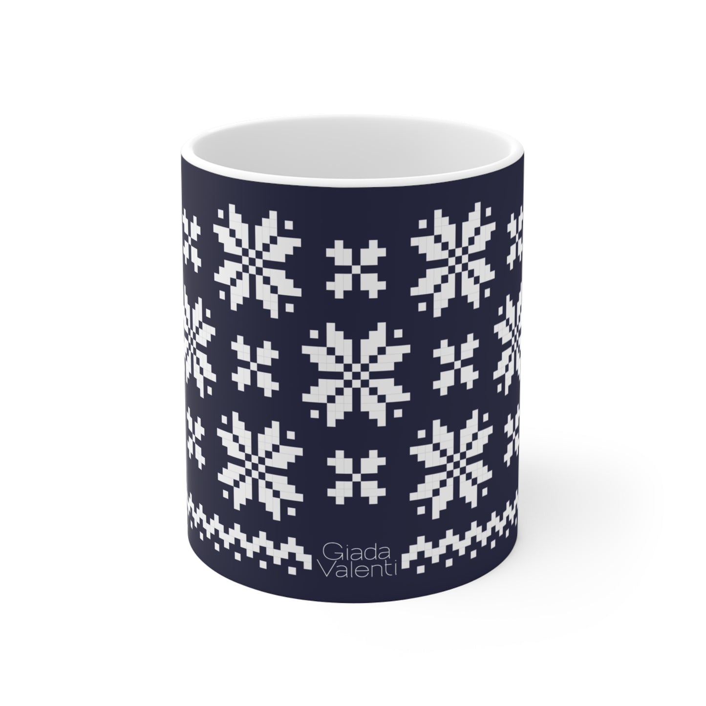 Jacquard Snowflake Mug with exclusive Italian design print (11oz) | Blue | Giada Valenti Collection