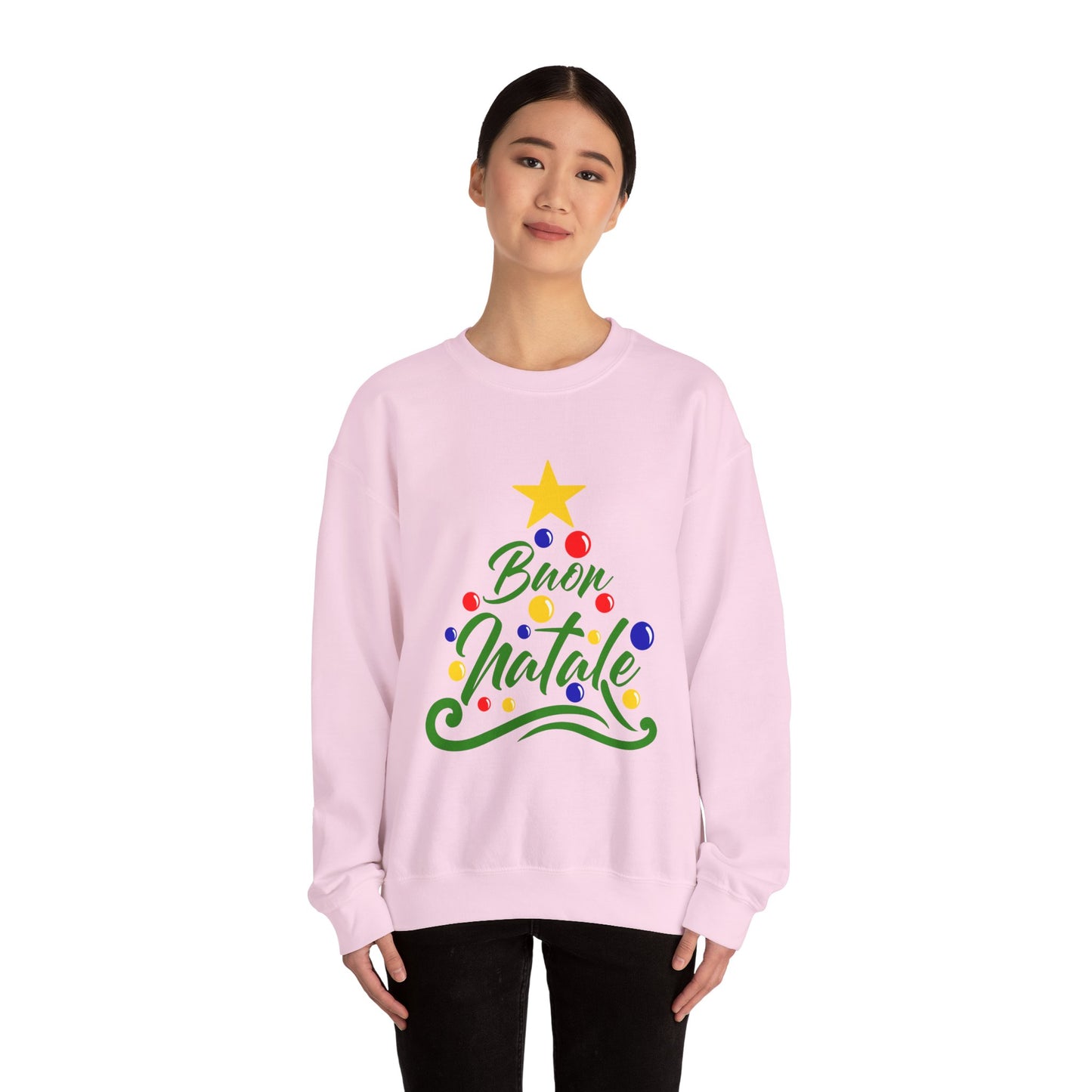 Buon Natale Unisex Heavy Blend™ Crewneck Sweatshirt - Giada Valenti Collection - Print designed in Italy by Elisa Savoia