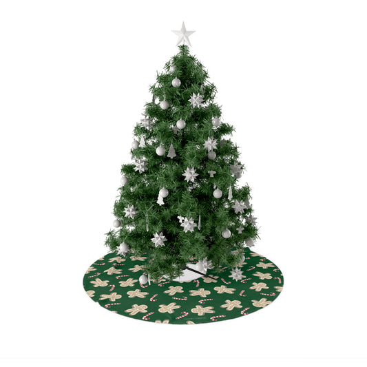 Gingerbread Candy Cane Tree Skirt with Italian Design print | Green | Giada Valenti | Christmas Decoration | Christmas Gift