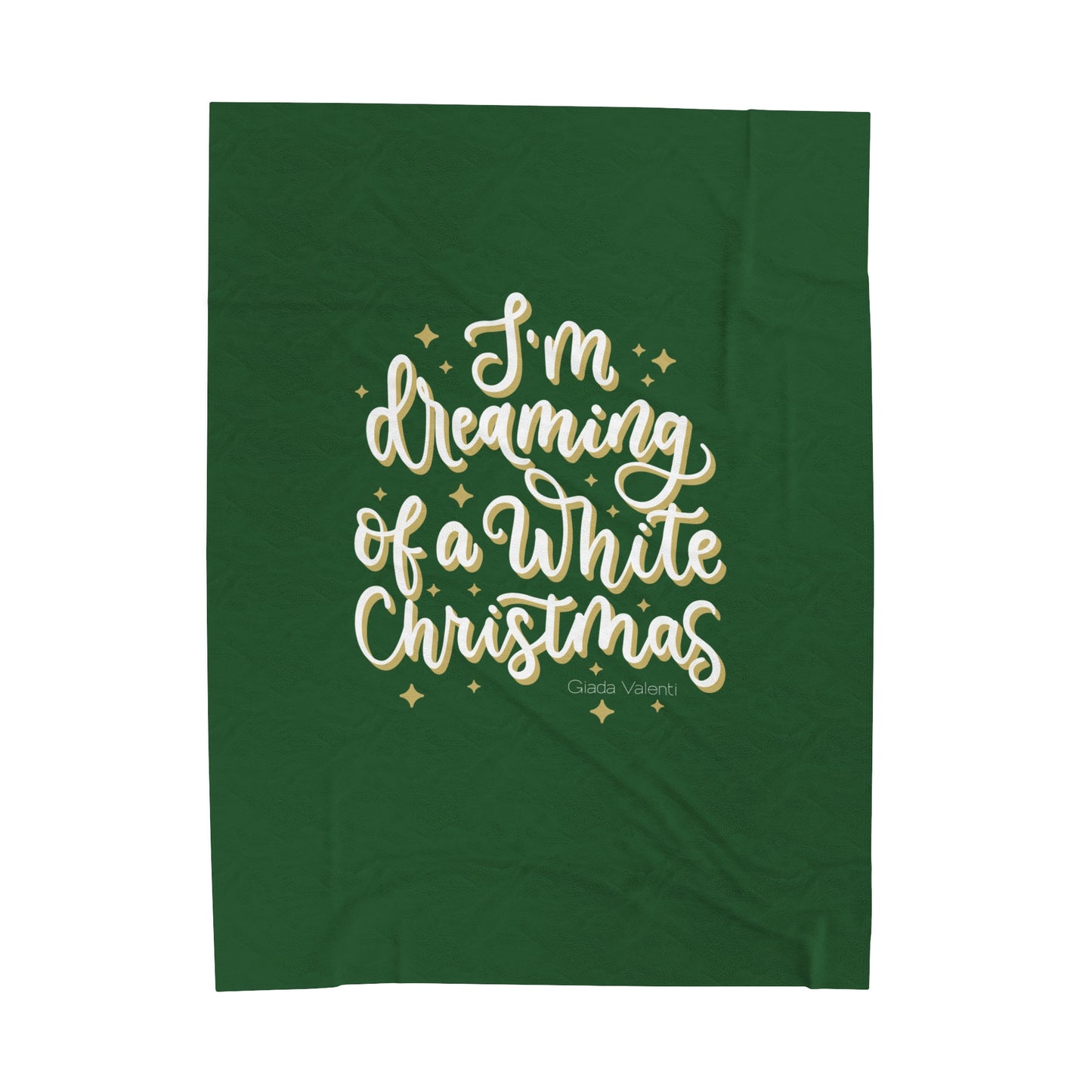 I'm Dreaming of a White Christmas Velveteen Plush Blanket with Italian design print | 60x80 | Green | Giada Valenti | Christmas Gift