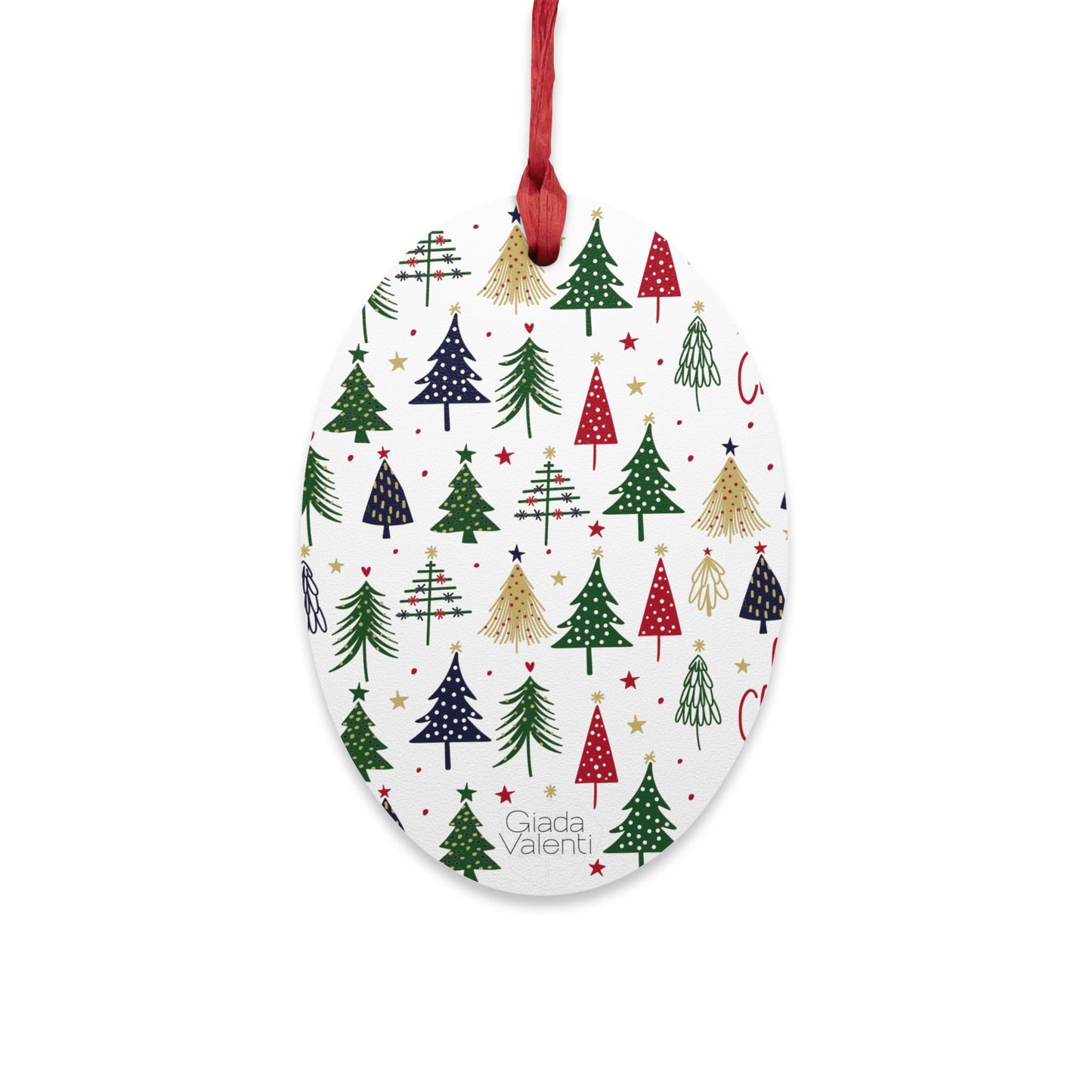 Giada Valenti | Oval Shape Wooden Ornaments | Designed in Italy | Christmas Trees | Christmas Ornament | Christas Gift