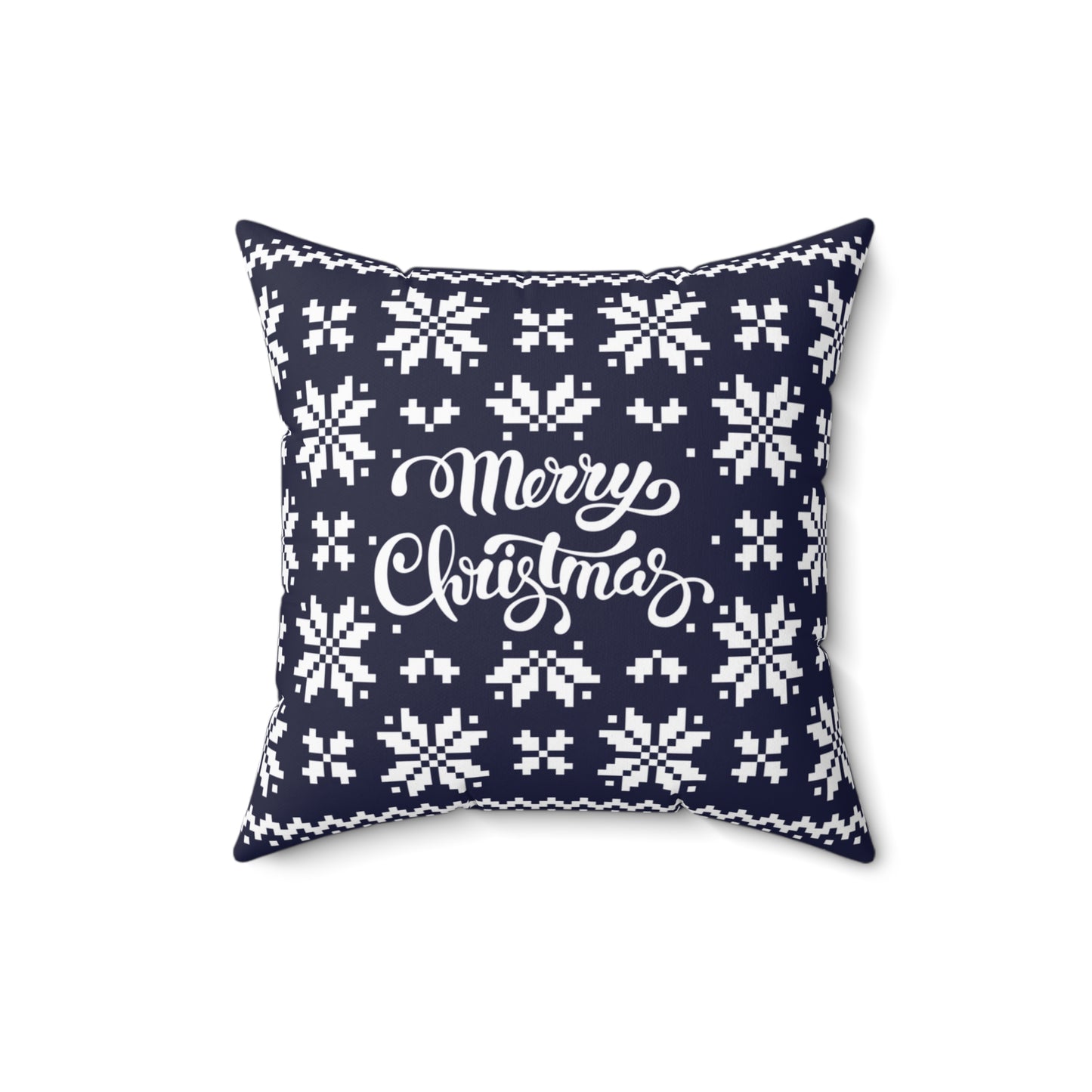 Merry Christmas Pillow with exclusive Italian Design print | BlueWhite Jacquard Snowflake | Giada Valenti Collection