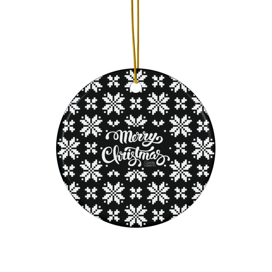 Ceramic Ornament | Designed in Italy | Jacquard Snowflake | Black | Giada Valenti | Christmas Ornament | Christmas Gift | Italian Design