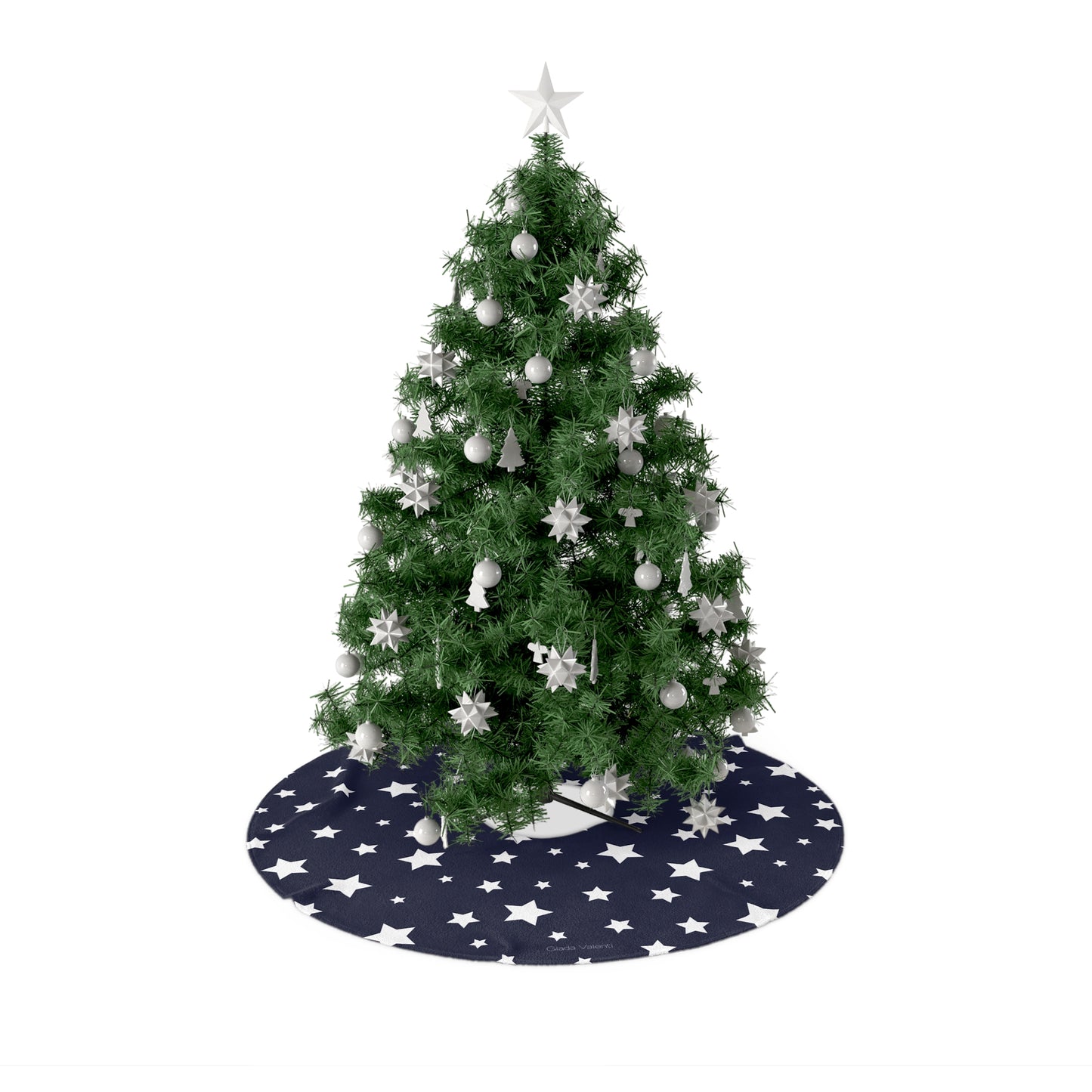 Christmas Star Tree Skirt with Italian Design print | Blue | Giada Valenti | Christmas Decoration | Christmas Gift