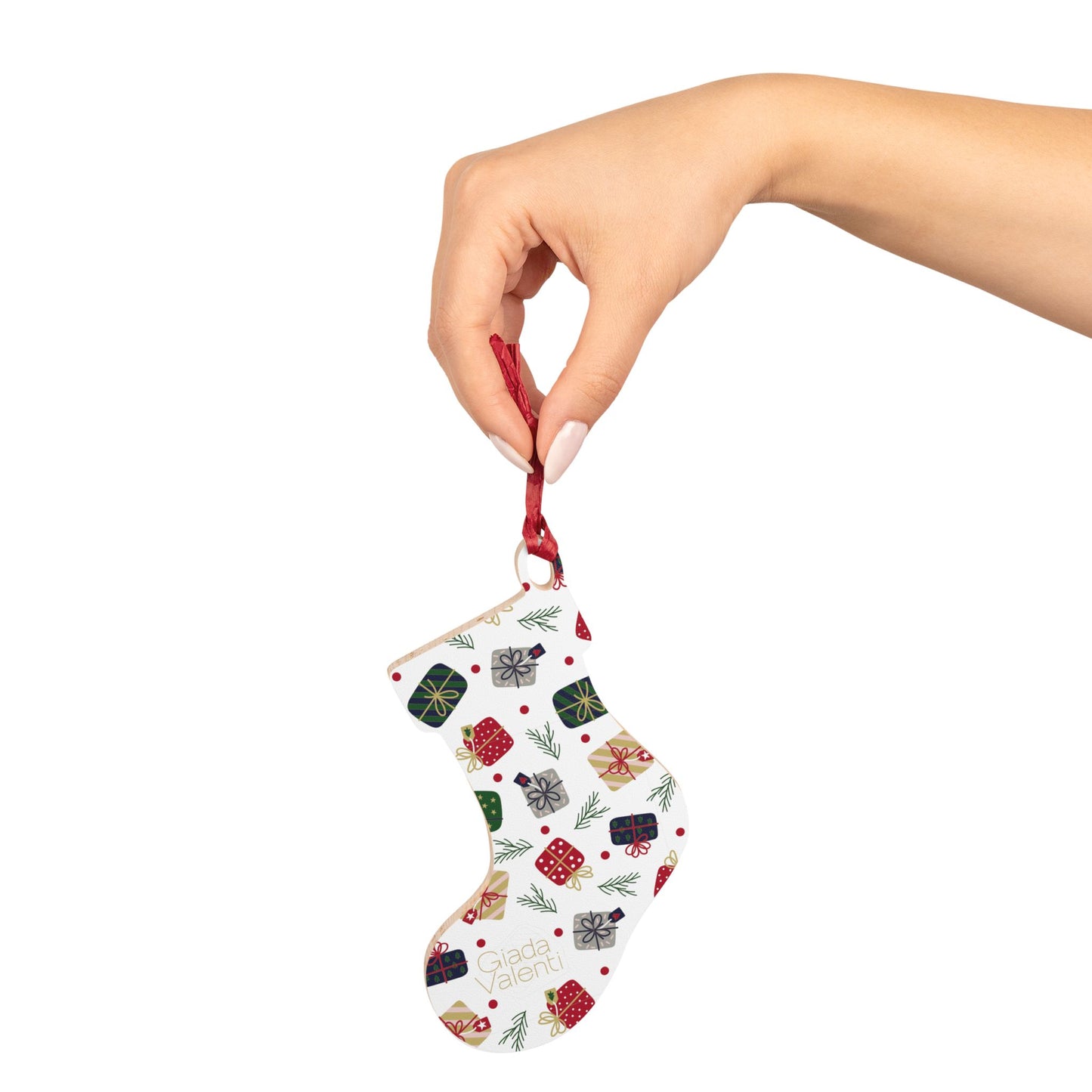 Giada Valenti | Christmas Stocking Wooden Ornaments | Designed in Italy | Presents | Christmas Ornament | Christmas Gift