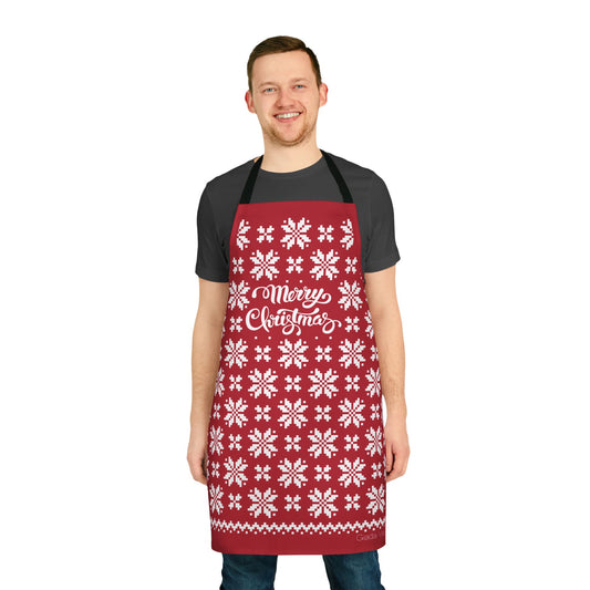 Jacquard Snowflake Apron with Italian Design print | White Red | Giada Valenti Collection