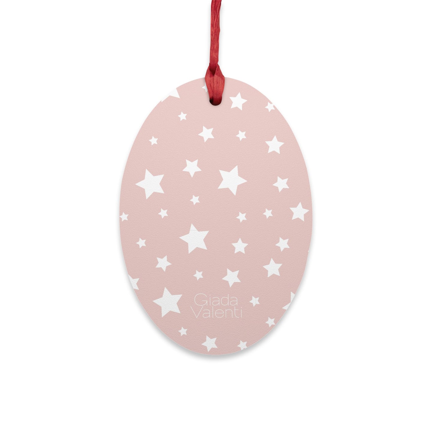 Giada Valenti | Oval Shape Wooden Ornaments | Print designed in Italy | Pink | Christmas Gift | Christmas Ornament