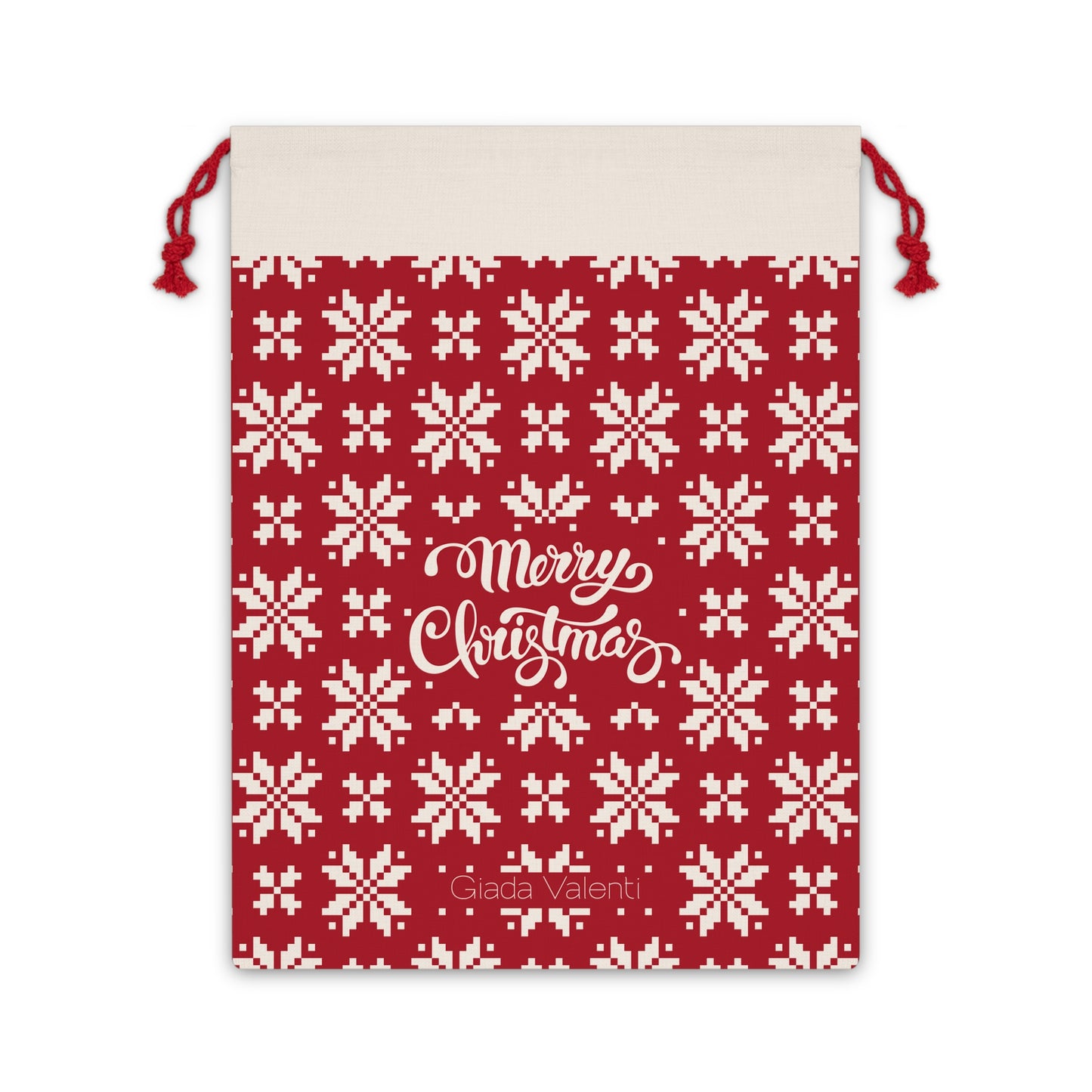 Jacquard Snowflake Gift Bag with exclusive Italian design print | Red | Giada Valenti | Christmas Gift