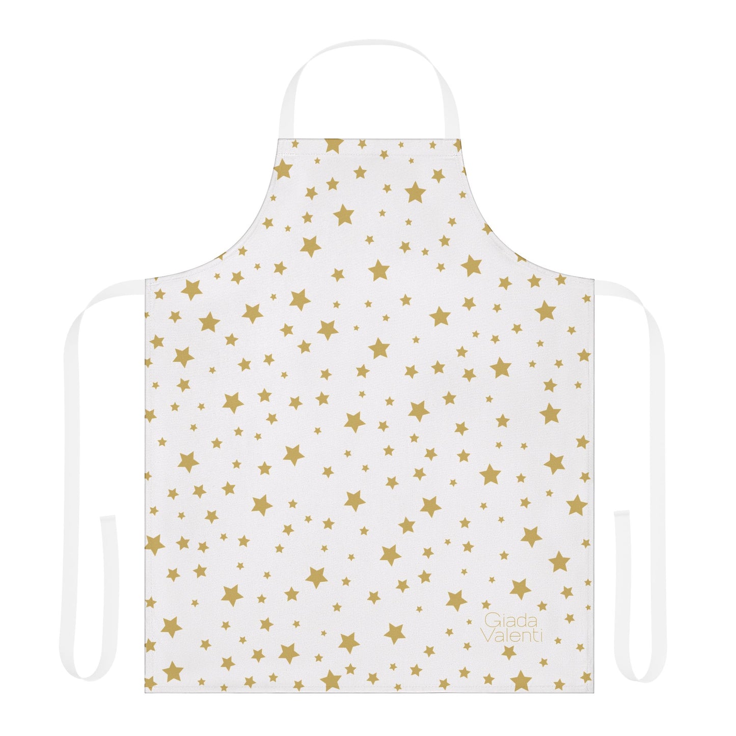 Christmas Stars Apron with Italian Design print | White Gold Stars | Giada Valenti | Christmas Gift