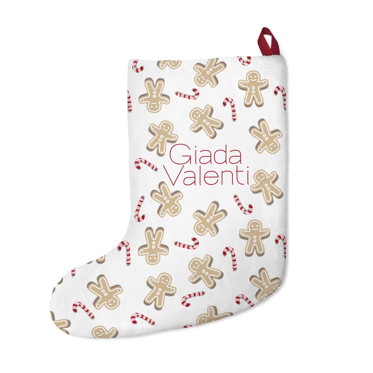 Gingerbread Candy Cane Christmas Stocking | Giada Valenti Collection