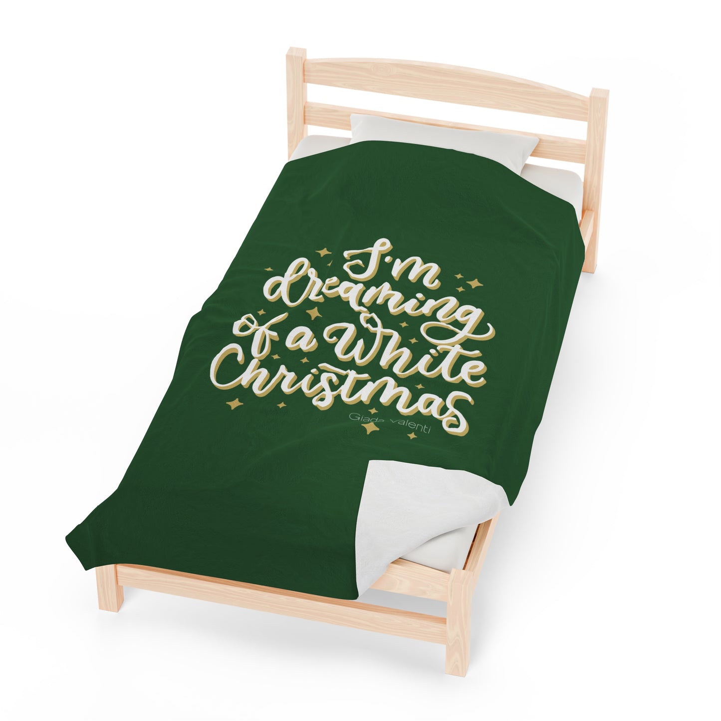 I'm Dreaming of a White Christmas Velveteen Plush Blanket with Italian design print | 60x80 | Green | Giada Valenti | Christmas Gift