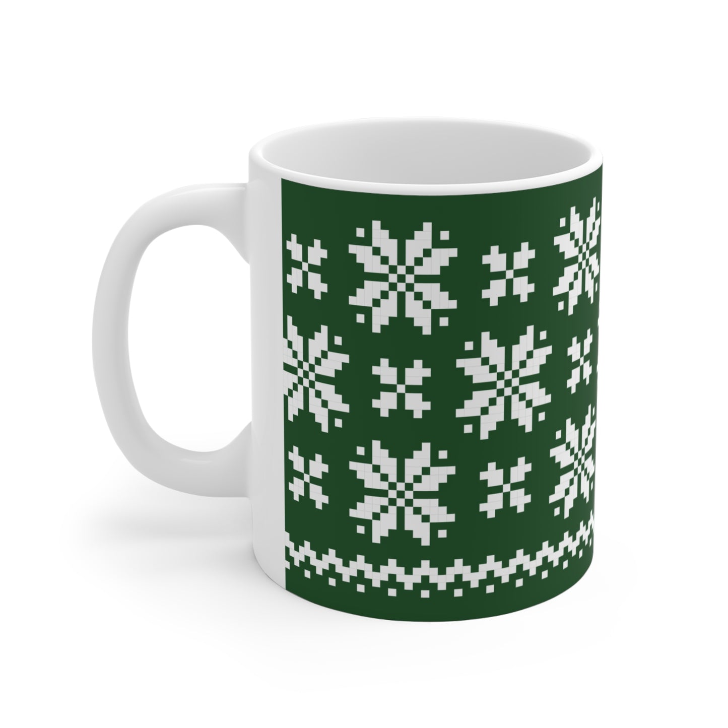 Jacquard Snowflake Mug with exclusive Italian design print (11oz) | Green | Giada Valenti Collection