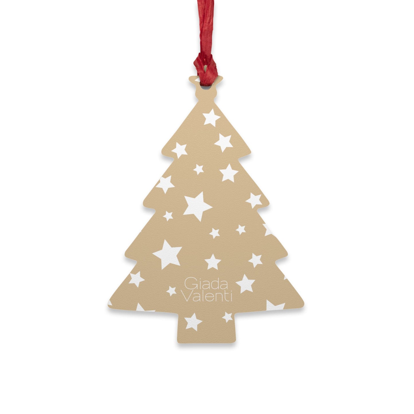 Giada Valenti | Tree Shape Wooden Ornaments | Designed in Italy | Beige White Star | Christmas Ornament | Christmas Gift | Italian Design