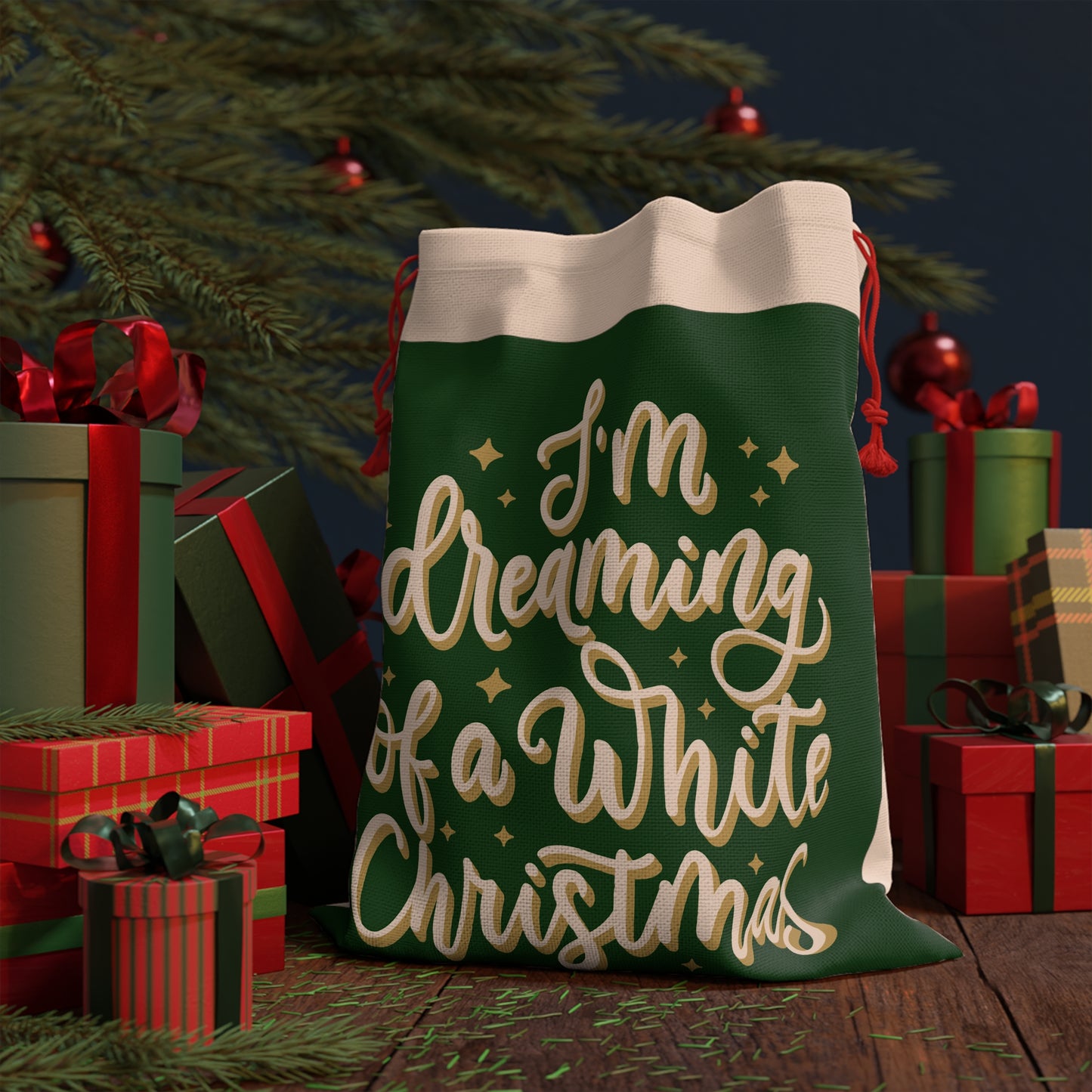 I'm Dreaming of a White Christmas Gift Bag with exclusive Italian design print | Green | Giada Valenti | Christmas Gift