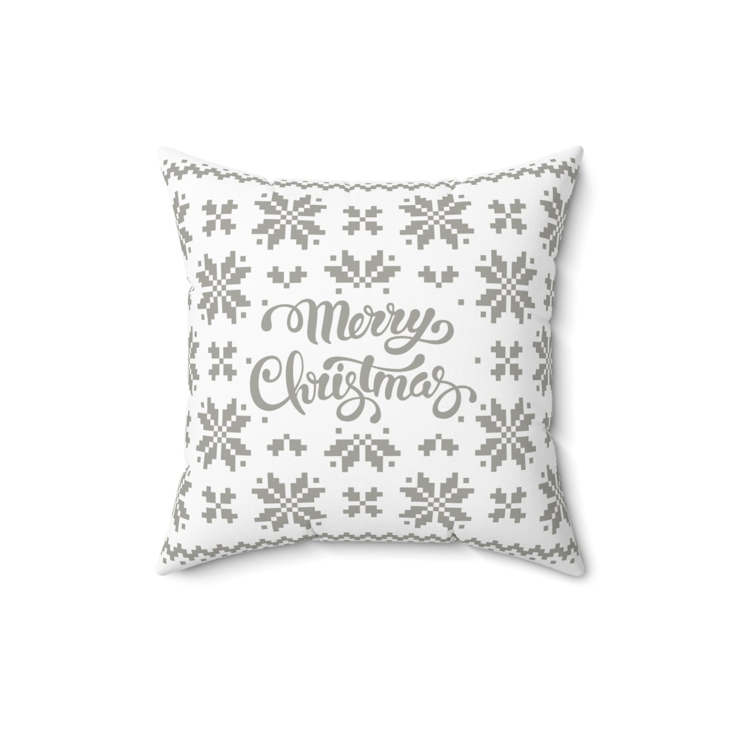 Merry Christmas Pillow with exclusive Italian Design print | Beige White Jacquard Snowflake | Giada Valenti Collection