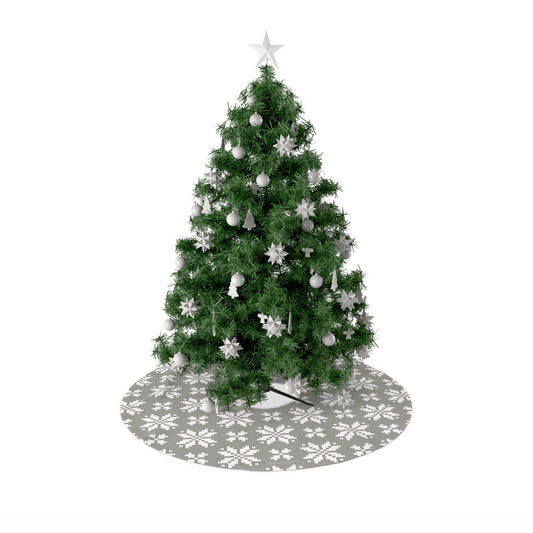 Jacquard Snowflake Christmas Tree Skirt with Italian Design print | Silver | Giada Valenti | Christmas Decoration | Christmas Gift