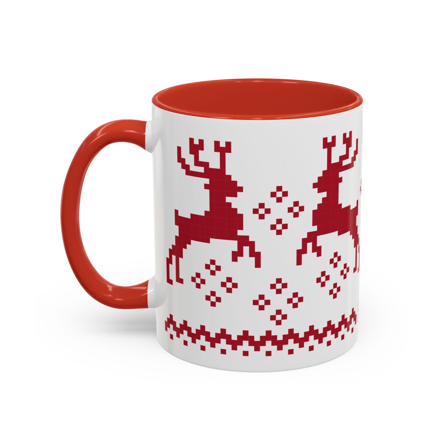 Jacquard Reindeer Christmas Mug with exclusive Italian design print (11oz) | Red | Giada Valenti Collection