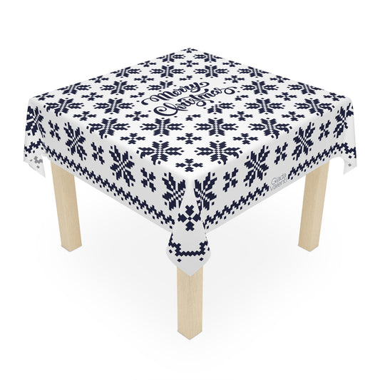 Jacquard Snowflake Christmas Tablecloth with Italian Design print | White Blue | Giada Valenti | Christmas Decoration | Christmas Gift