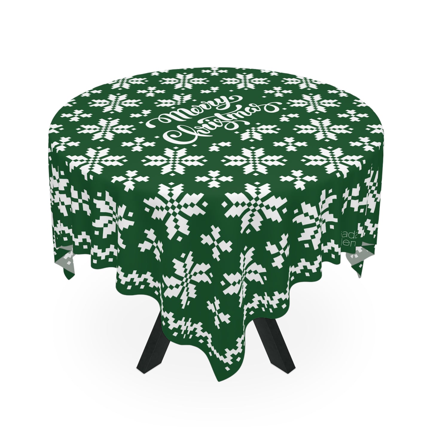 Jacquard Snowflake Christmas Tablecloth with Italian Design print | Green White | Giada Valenti | Christmas Decoration | Christmas Gift