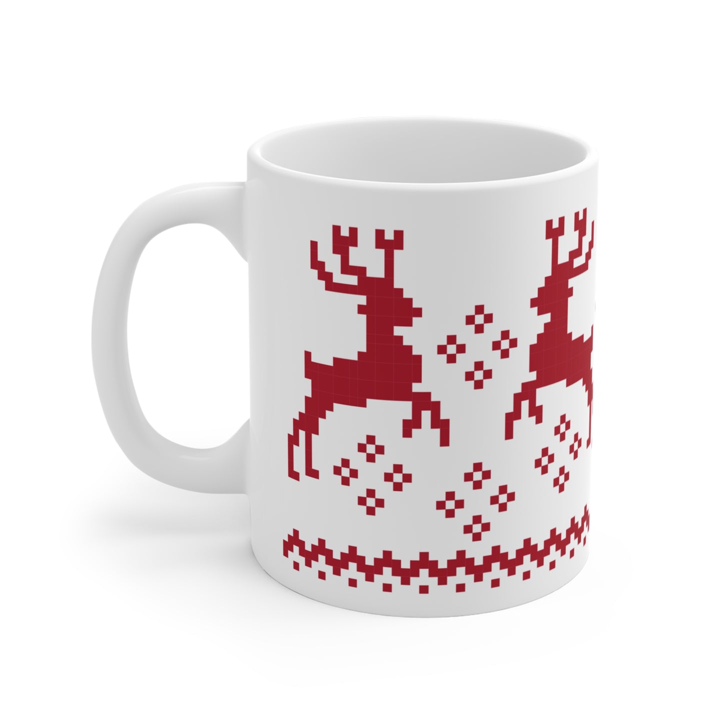 Jacquard Reindeer Christmas Mug with exclusive Italian design print (11oz) | Red | Giada Valenti Collection