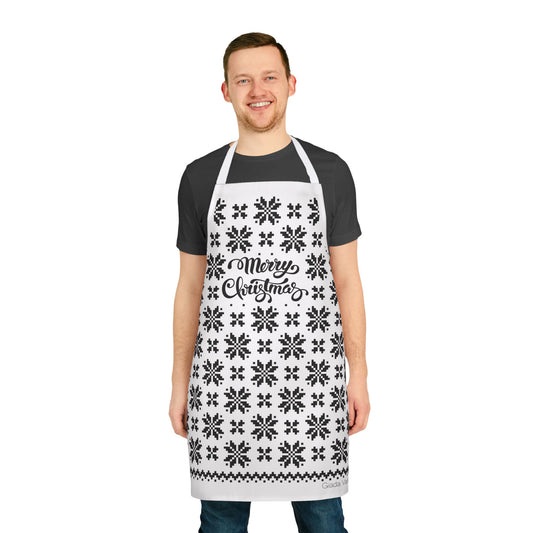 Jacquard Snowflake Apron with Italian Design print | White Black | Giada Valenti | Christmas Apron | Christmas Gift