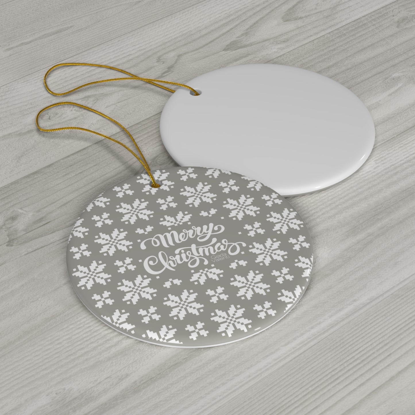 Ceramic Ornament | Designed in Italy | Jacquard Snowflake | Grey | Giada Valenti | Christmas Ornament | Christmas Gift | Italian Design